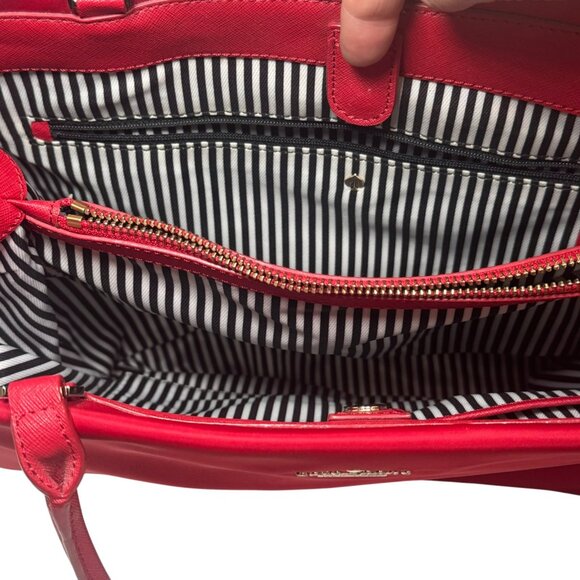 Kate Spade ~ Phoebe Red Nylon Tote Top handle Shoulder bag, Striped interior - Picture 7 of 16